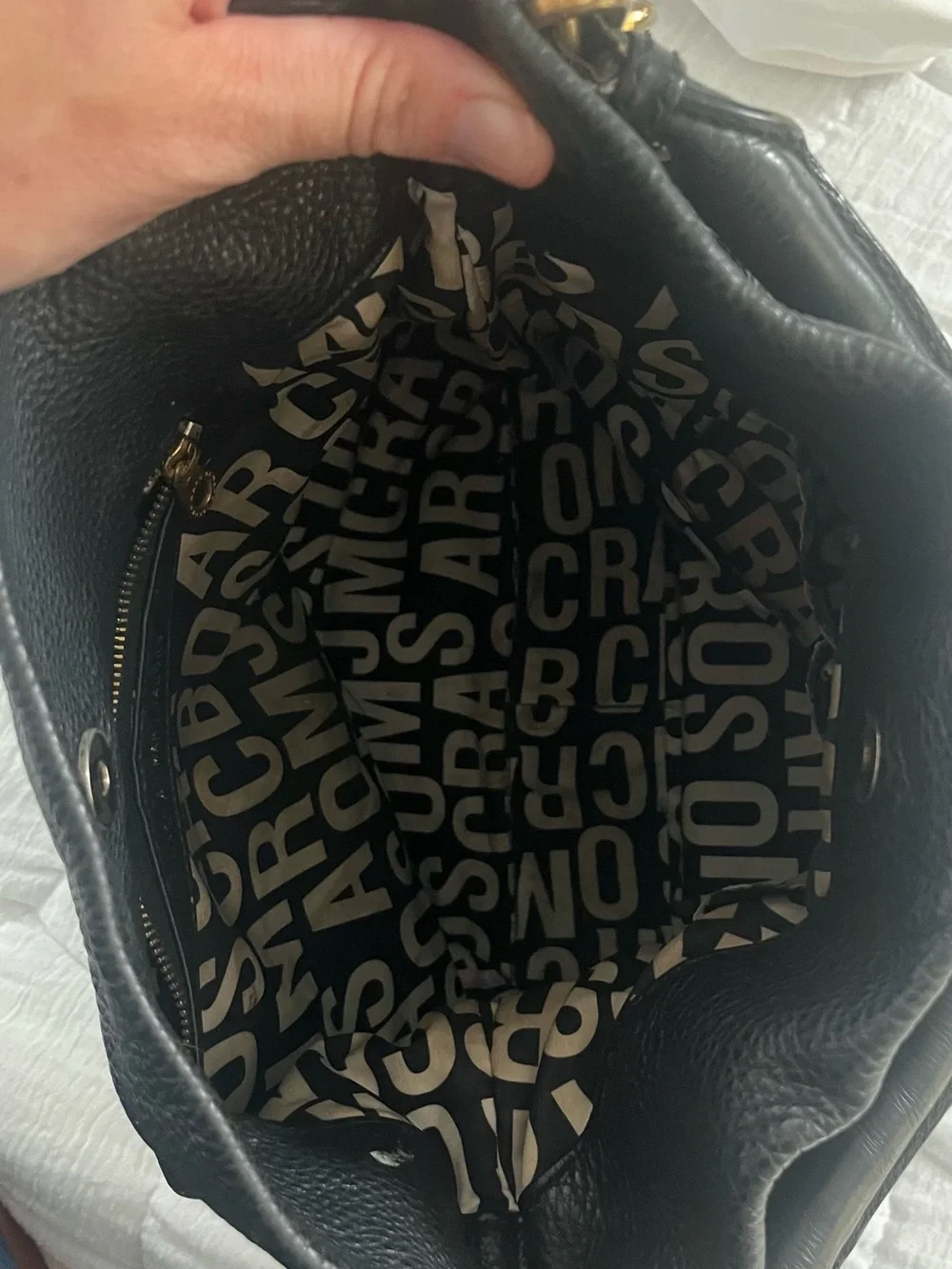 Marc by Marc Jacobs Black Pebbled Leather Hobo with Gold Hardware
